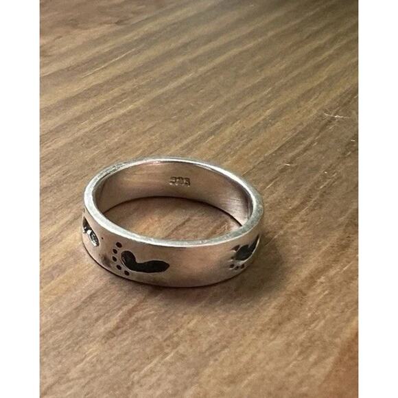 Vintage Sterling Silver Stamped 925 Footprints in the Sand Toe Ring Size 6.25 - Picture 5 of 7